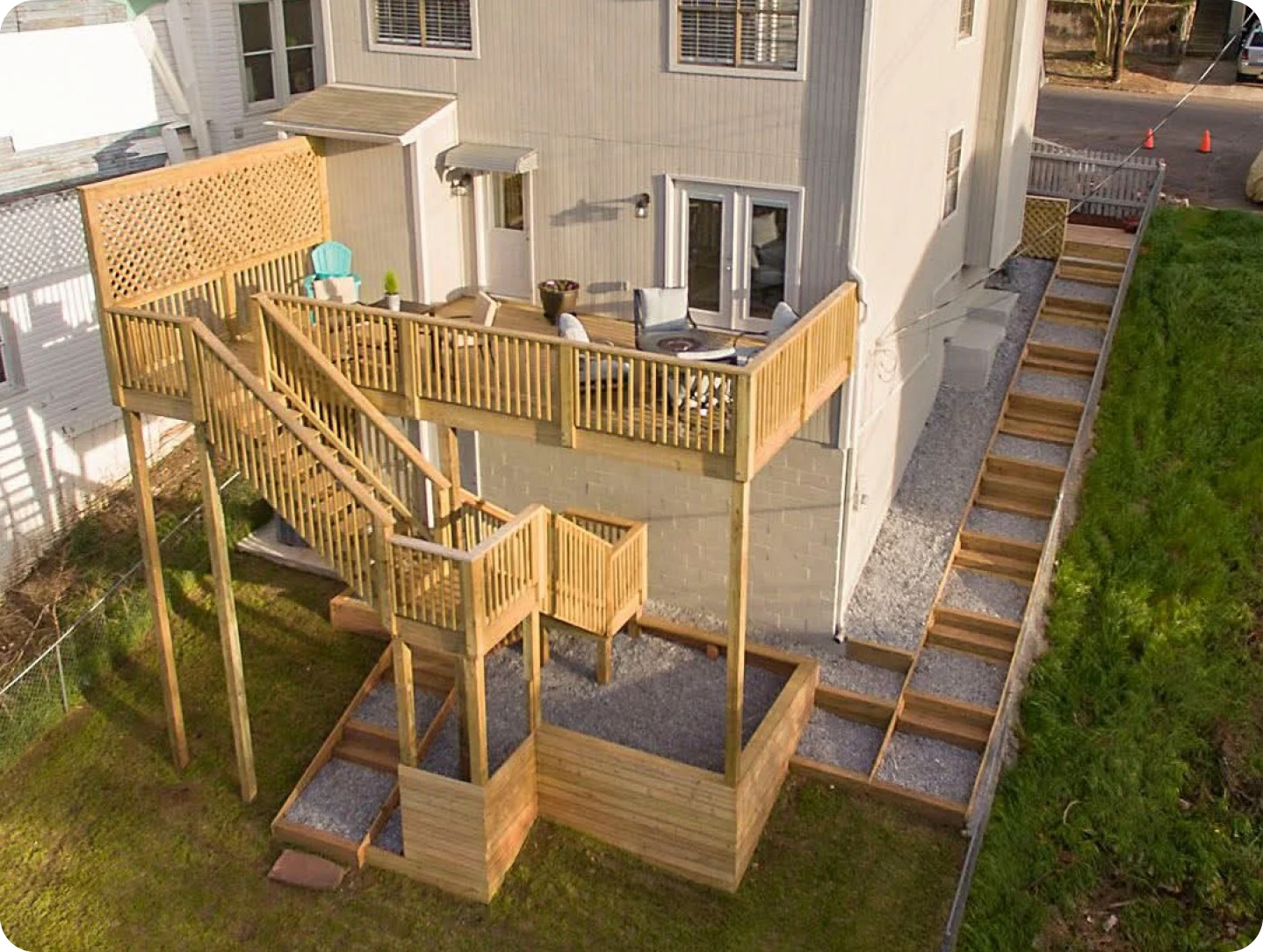 Backyard deck and staircase design