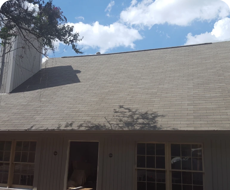 Light gray rooftop with tree shadow